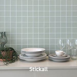 [예약판매]접착식타일 붙이는 타일 주방 셀프인테리어 (미디엄 스퀘어 밀키그린 무광)