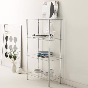 [리퍼] 스텐 미드센츄리 모듈 유리 선반 4단 진열장