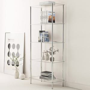 [리퍼] 스텐 미드센츄리 모듈 유리 선반 5단 진열장