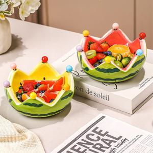 [해외] 감성 도자기 수박 과일바구니 과일 채반 트레이 과일포크 2colors