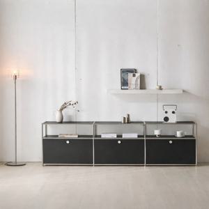 지베뉴 그리드 트리플 미드센츄리 모듈 거실장 철제 티비다이 TV대 모듈선반장