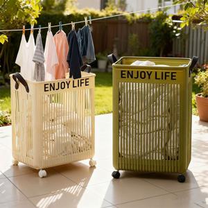 [해외] 가정용 이동식 빨래바구니 접이식 틈새 세탁바구니 보관함 빨래통