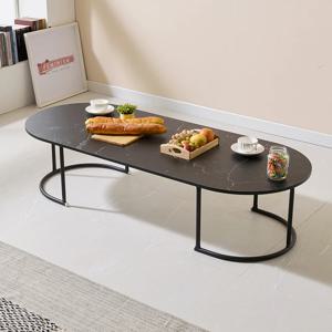타원형 철재 거실 소파테이블 좌식 좌탁 쇼파 대리석마블 티테이블 1200 1500