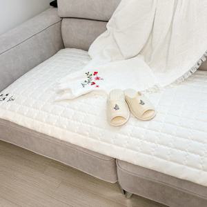 내츄럴 광목 쇼파패드 3인용 사계절 자수 패드