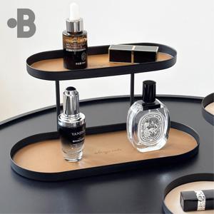 2단 블랙 스틸 미니 선반 향수진열대 트레이 악세서리 화장품 화장대 정리 거치대 보관함