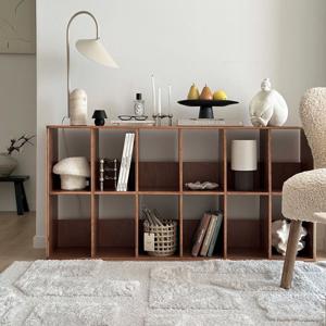 [리퍼] 우드 책장 2x6 (가로형) 2단 수납장 12칸 책꽃이 원목 거실장 북선반