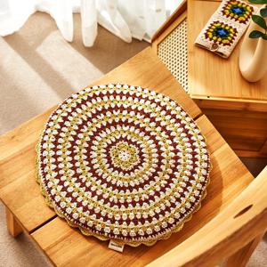 L 크로쉐 원형 방석 D33 그린