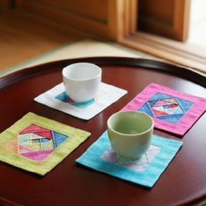 모시 조각보 컵받침 4P 전통 티코스터 외국인선물