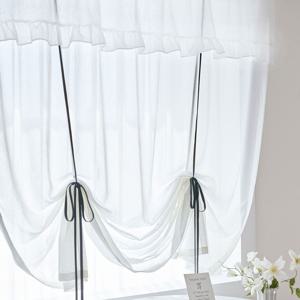 국내생산 (완제품) 네추럴 프릴 블랙리본 롤업커튼 프렌치 쉐이드 가리개 주방커튼