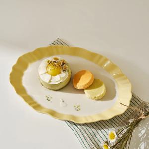 L 꽃바람둥둥 타원접시L26 노랑