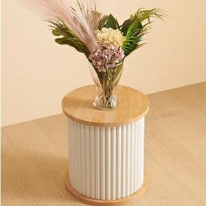 거실 플랜테리어 완선 입체바디 원형상판 화이트우드 화분받침대 350