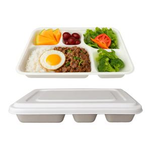 돈까스 5칸 펄프용기세트 화이트 10세트