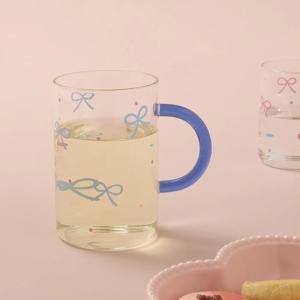 러브소르베 동글 블루핸들 내열유리컵 600ml