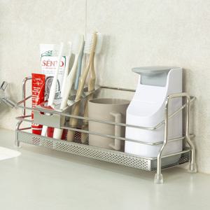 바스헬퍼 올스텐 304 무타공 물빠짐 수세미 거치대 칫솔걸이 치약 면도기 꽂이(와이드)