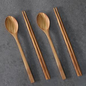 선물포장 올리브 우드 한식 수저세트 2인 4p