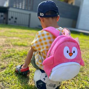 비비백 아동용 미아방지 극세사 핑크 펭귄 백팩 동물 애니멀 캐릭터 가방 조카선물