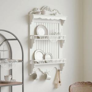 베르나 벽선반 쉐비 화이트 인테리어 디쉬랙 벽걸이 그릇장 빈티지 엔틱 벽선반