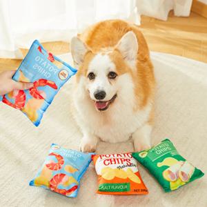 강아지 바스락 봉지 과자 장난감 3종 세트 감자칩 삑삑이 이갈이 소리나는 스낵
