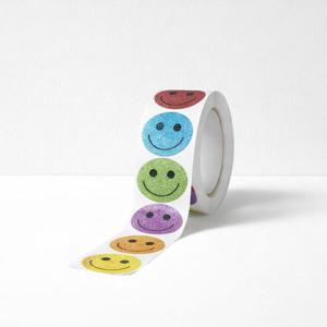 스마일 얼굴 원형 롤 스티커 1000매