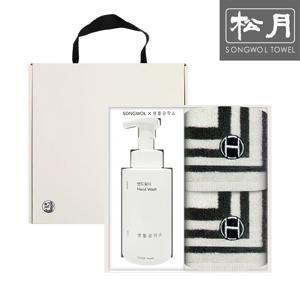 호텔컬렉션 스퀘어 핸드타월 2매 + 생활공작소 핸드워시500ml 선물세트 답례품