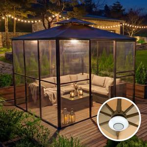 스퀘어가든 3M 파라솔 LED 포함 야외 투명벽 쉘터 글램핑 캠핑 그늘막 테라스 정원 옥상