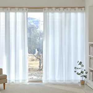 소피 셔링 쉬폰 아일렛형 긴창문커튼 140x240 화이트 2p