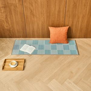 폭신한 대나무 매트 겸 방석 블루 패턴 50x150