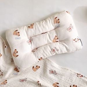 소프트 순면 3중직 거즈 메쉬 베개 50x30 봉주르퍼피 아이보리