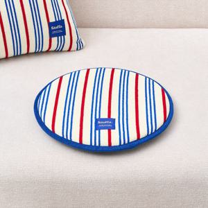 마켓 스트라이프 테리 원형방석 블루레드 D35