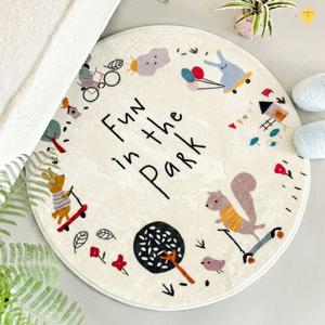 귀여운 플레이파크 원형 러그 6size_침대 거실 워셔블 사계절 카페트 매트