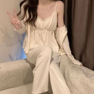 쓰리피스 3피스 가디건 끈나시 바지 세트 봄 가을 파자마 잠옷 세트