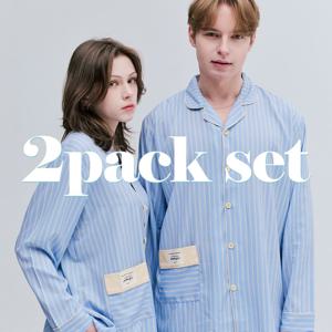2PACK 블루시 실크핏 성인 긴팔 파자마 간절기 잠옷 상하세트