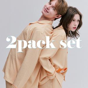 2PACK 써니글로우 실크핏 성인 긴팔 파자마 간절기 잠옷 상하세트