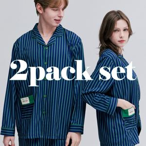 2PACK 헤리티지 실크핏 성인 긴팔 파자마 간절기 잠옷 상하세트