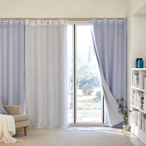 쉐이디 암막탈부착 아일렛형 커튼 스트라이프 (2p) 2 size 2 color