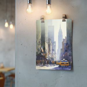 Manhattan Rush - 뉴욕 맨해튼 수채화 도시풍경 인테리어 포스터
