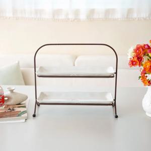 [리퍼] 2단 직사각접시 스탠드세트 - 화이트