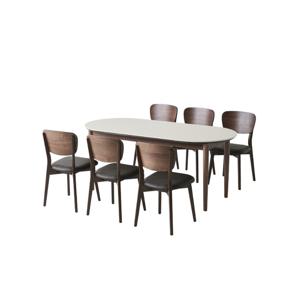 카르네 세라믹 타원형식탁 6인세트 1800 브라운_체어6EA (옵션 택1)