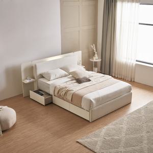 세런 패브릭 LED 호텔침대 Q세트(사이드패널1+휴 플랫탑매트)