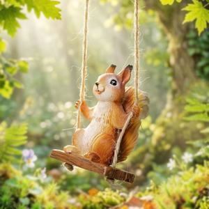 그네 타는 다람쥐 행잉 피규어 인형 화분 장식 플랜테리어 소품 미니정원꾸미기 홈가드닝 힐링