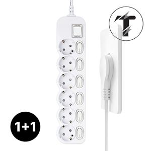 1+1 국산 개별 스위치 16A 멀티탭 납작 플러그 6구 0.4m/1.5m/3m/5m