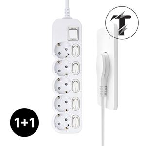 1+1 국산 개별 스위치 16A 멀티탭 납작 플러그 5구 0.4m/1.5m/3m/5m