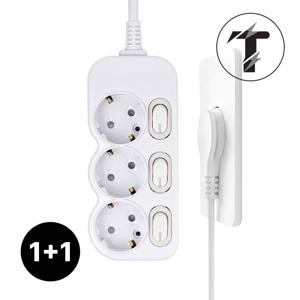 1+1 국산 개별 스위치 16A 멀티탭 납작 플러그 3구 0.4m/1.5m/3m/5m