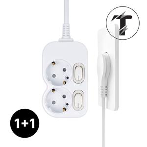 1+1 국산 개별 스위치 16A 멀티탭 납작 플러그 2구 0.4m/1.5m/3m/5m