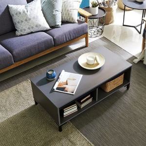 직관적 베이직 라인 두칸 수납 메탈프레임 소파테이블(1000 그레이)