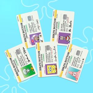 스폰지밥 운전면허증 카드스티커 1+1 신용 체크 교통 커스텀 뚱이 리무버블