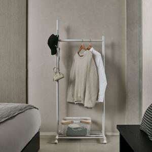 바퀴달린 이동식 멀티 행거(화이트) 스탠드 옷걸이 드레스룸 고정식 철제 튼튼한 행거