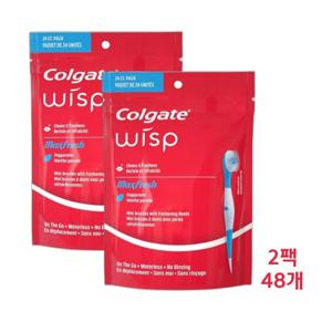 [해외] 위스프 일회용칫솔 2팩 24개입x2개 여행용칫솔 휴대용미니칫솔