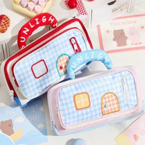 체크 하우스 감성 필통 파우치