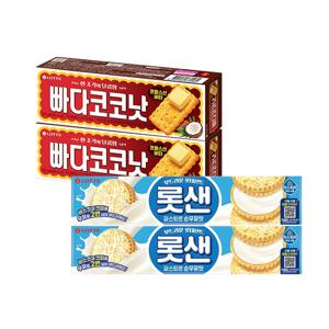 롯샌 파스퇴르 순우유맛 105g x2개+빠다코코낫 오리지날 100g x2개
